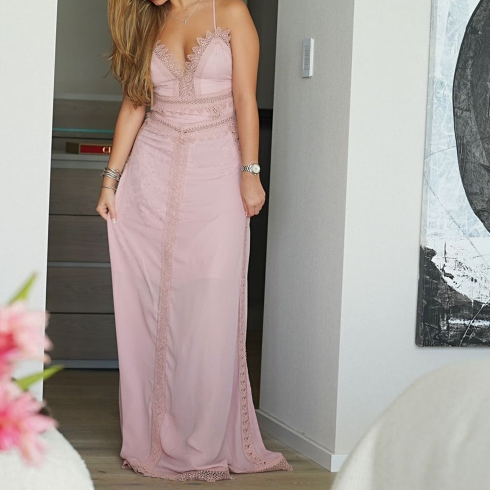NWT - plus size dusty rose maxi dress with tie open back 1x-3x